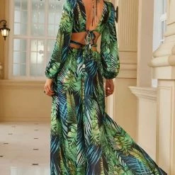 Jessica Bara Thessaly Long Sleeve Cut Out Maxi Dress