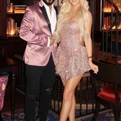 Jessica Bara Rhiannon Sequin Ruffled Skirt Mini Dress Influencer Style