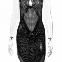 The Event Shop Jessica Bara Celine Metal Chain Mini Dress