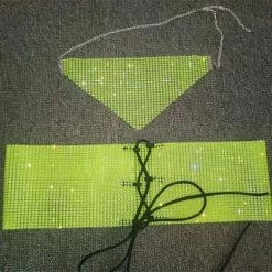 Masks Tyler Rhinestone Mask And Crop Top Two Piece Set