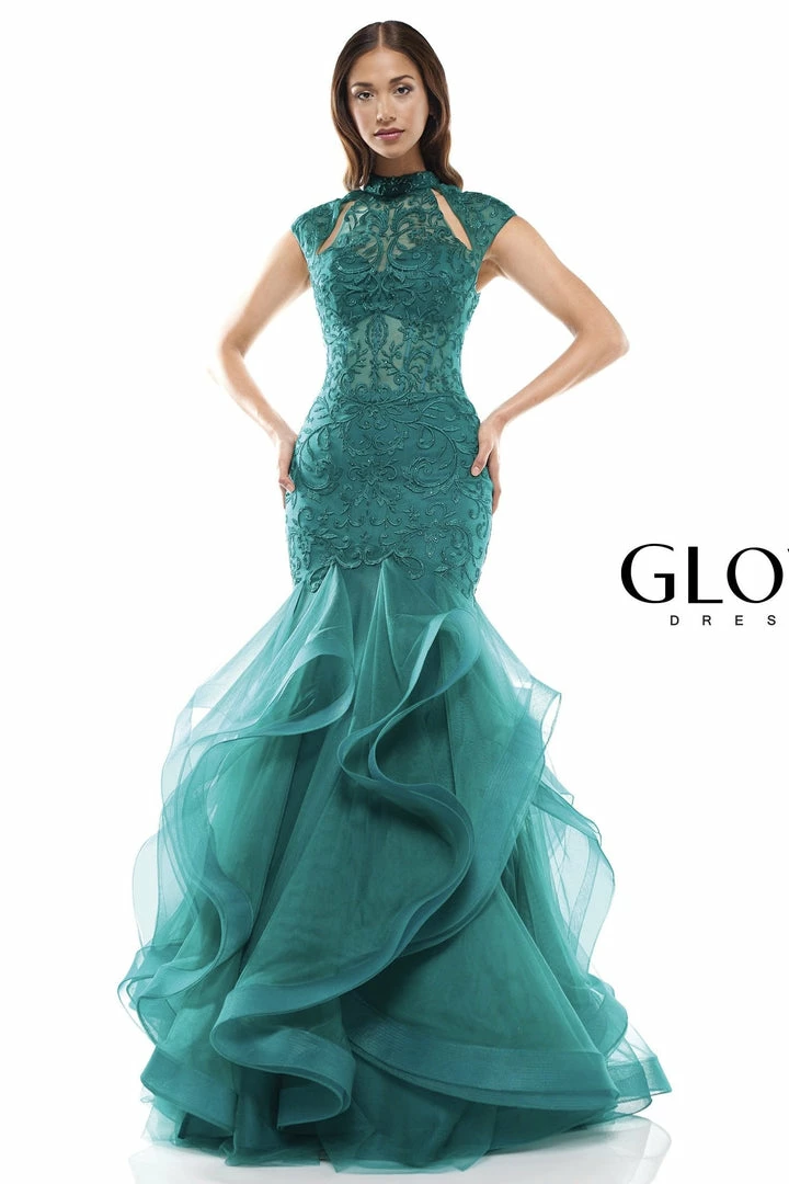 Colors Dress High Neck Ruffled Trumpet Gown The Event Shop