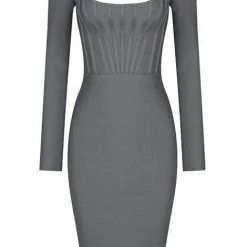 Jessica Bara Audree Long Sleeve Bandage Mini Dress Dresses