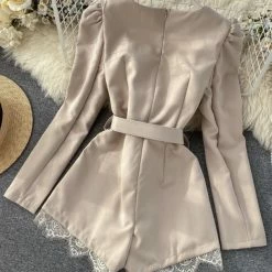 Influencer Style Jessica Bara Fulton Long Sleeve Lace Belted Romper