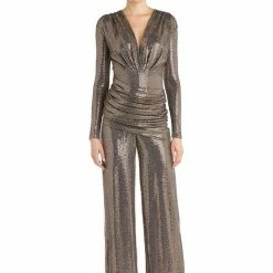 The Event Shop Jessica Bara Aneta V Neck Sequin Jumpsuit