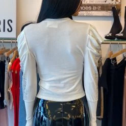 ReveBoutique Tops Jessica Bara Ashton Rhinestone Puff Long Sleeve Top