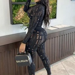 Jessica Bara Xiomara Long Sleeve Cut Out Two Piece Set Birthday Suit