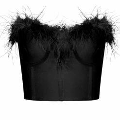 Jessica Bara Suzie Strapless Feather Crop Top Birthday Suit