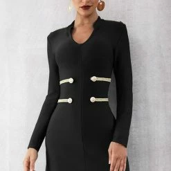 Jessica Bara Rylee Long Sleeve Bandage Mini Dress