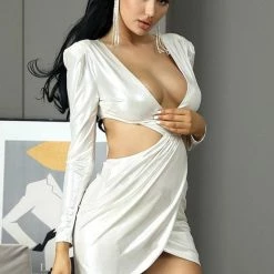 Jessica Bara Halo Long Sleeve Cut Out Mini Dress