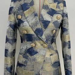 Reve Doll Essentials Jessica Bara Donatella Color Block Jacquard Blazer