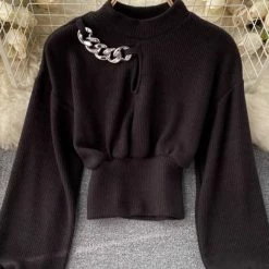 Reve Doll Essentials Jessica Bara Solara Long Sleeve Chain Knit Sweater