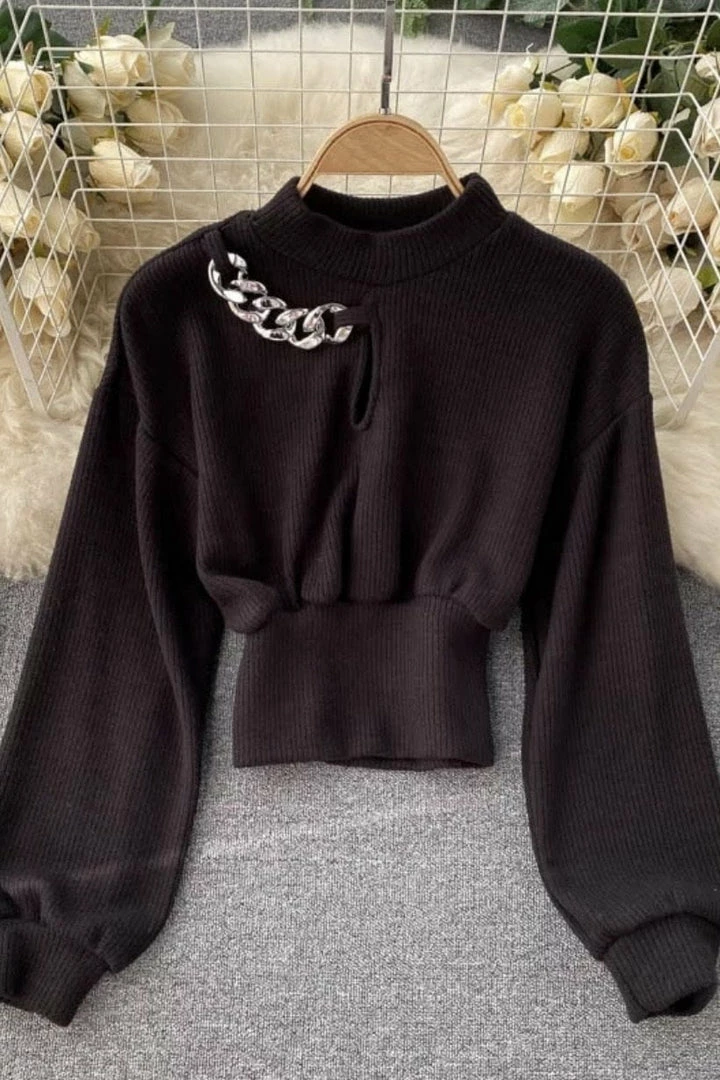 Reve Doll Essentials Jessica Bara Solara Long Sleeve Chain Knit Sweater