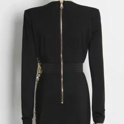 Jessica Bara Chauncey Long Sleeve Chain Mini Dress