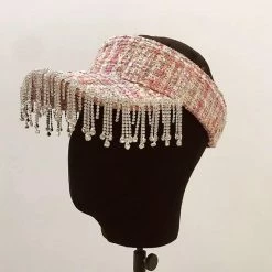 Summer Lovin' Jessica Bara Freddie Tweed Rhinestone Fringe Visor