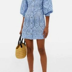 Jessica Bara Joey Collared Eyelet Mini Dress