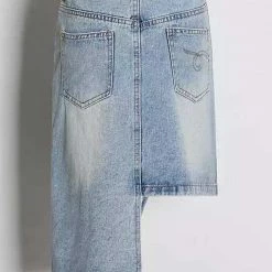 Summer Lovin' Jessica Bara Yanai High Waisted Asymmetrical Denim Skirt