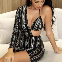Jessica Bara Zola One Shoulder Sequin Mini Dress