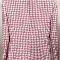 Jessica Bara Donatella Pink Houndstooth Gold Button Blazer