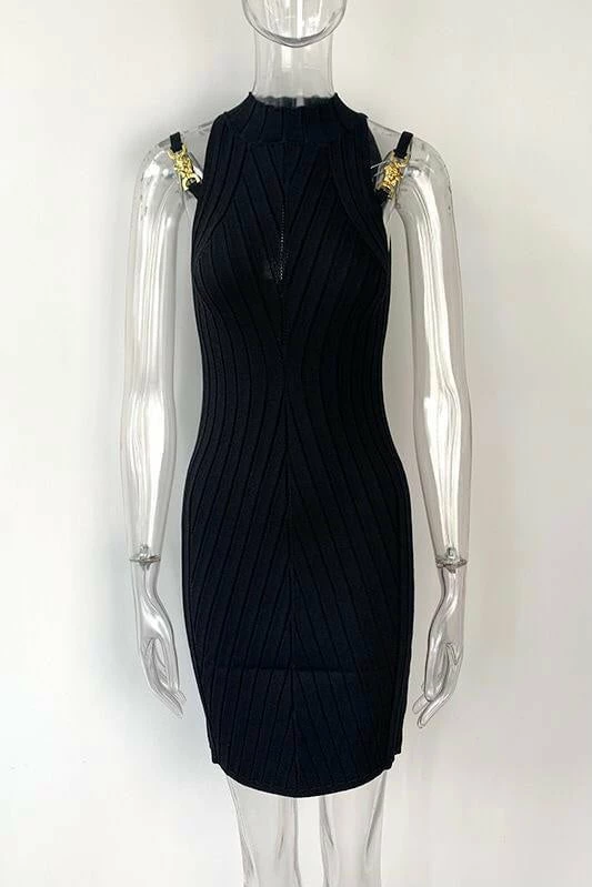 Reve Doll Essentials Jessica Bara Mason Sleeveless Gold Buckle Mini DRess