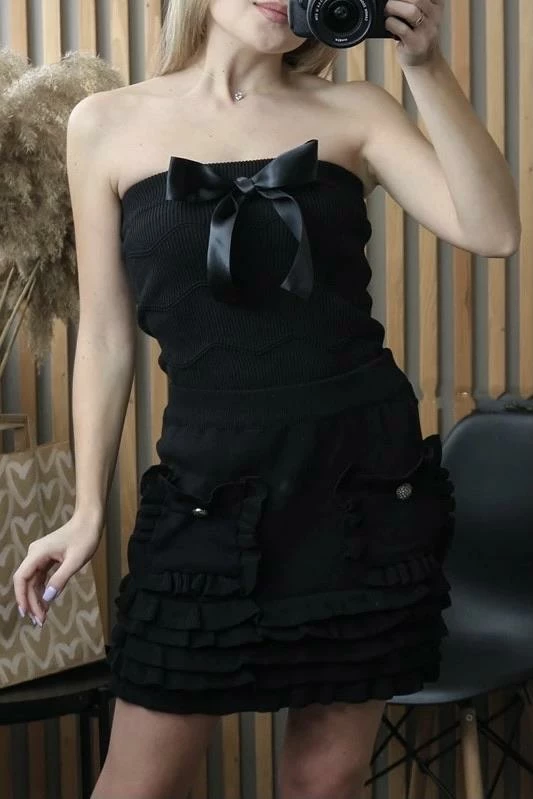 Summer Lovin' Jessica Bara Tabby Strapless Top And Ruffle Skirt Two Piece Set