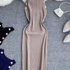 Jessica Bara Renesmee Knit Gold Button Mini Dress