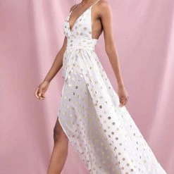 Jessica Bara Caleb V Neck Polka Dot Maxi Dress Summer Lovin'