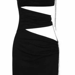 Jessica Bara Thalia Cut Out Crystal Fringe Dress Birthday Suit