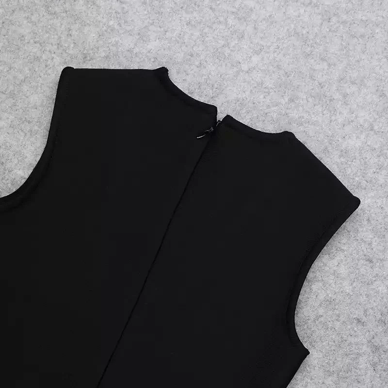 Jessica Bara Izzy Sleeveless Crystal Patchwork Dress Influencer Style