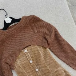 Jessica Bara Corrine Corduroy & Knitted Sweater Two Piece Set Dresses