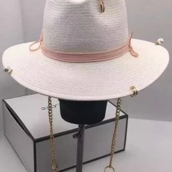 Summer Lovin' Jessica Bara Mae Safety Pin Straw Chain Hat