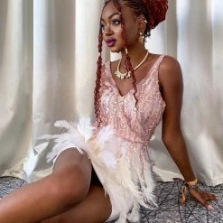 Jessica Bara Madison Rhinestone Feather Mini Dress The Event Shop