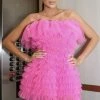Jessica Bara Mackenzie Frill Tube Mini Dress Influencer Style