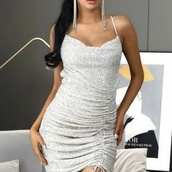 Jessica Bara Milana Strappy Back Sequin Mini Dress Birthday Suit