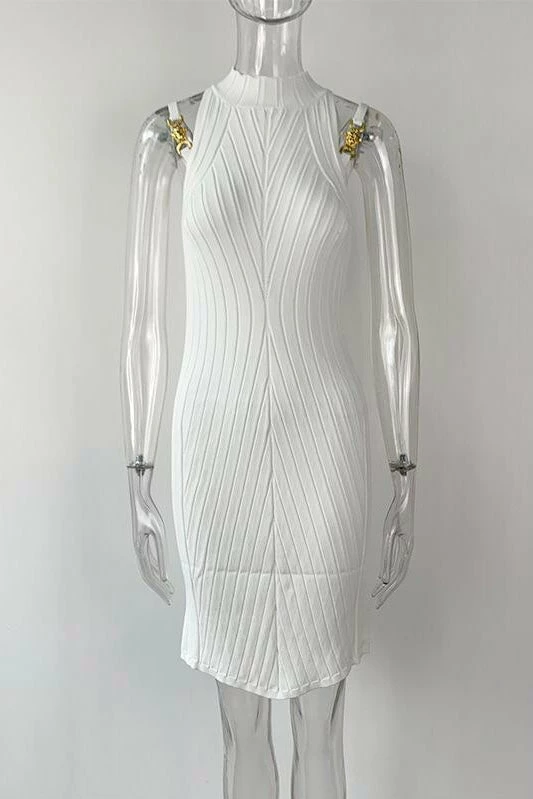 Reve Doll Essentials Jessica Bara Mason Sleeveless Gold Buckle Mini DRess