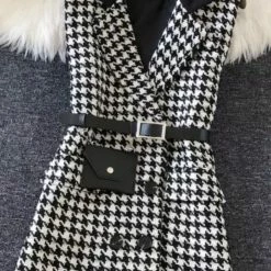 The 9-5 Shop Jessica Bara Lezlie Sleeveless Houndstooth Blazer