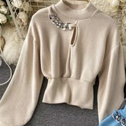 Reve Doll Essentials Jessica Bara Solara Long Sleeve Chain Knit Sweater