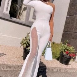 Jessica Bara Isador One Shoulder Crystal Jumpsuit The Event Shop