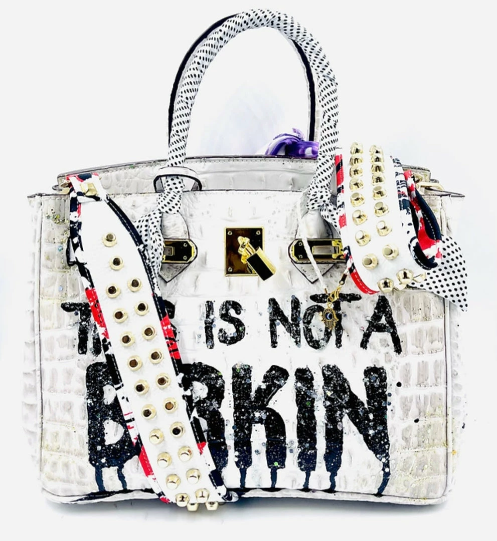 Anca Barbu Handpainted Not A Birkin Croc Handbag