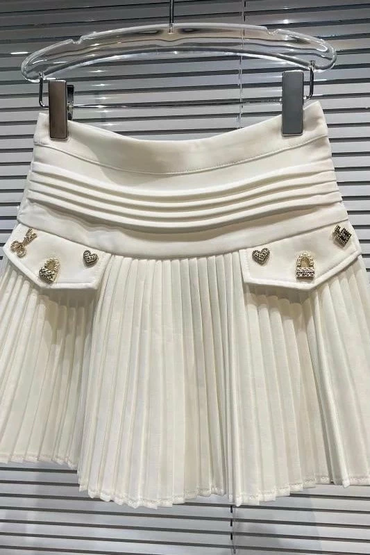 Jessica Bara Jesanna Gold Charm Pleated Skirt