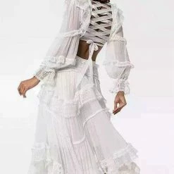 Influencer Style Jessica Bara Dawnelle Long Sleeve Cut Out Maxi Dress