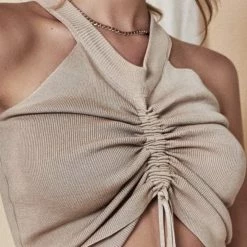 Influencer Style Jessica Bara Joel Ruched Knitted Crop Top