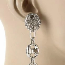 Jessica Bara Clara Crystal Chain Link Dangle Earrings The 9-5 Shop