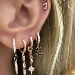 Jessica Bara Lillian Lightning Bolt Rectangle Hoop Earrings Accessories