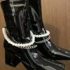 Reve Doll Essentials Jessica Bara Adaline Patent Leather Pearl Ankle Boots