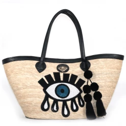 Jessica Bara Cruise Handmade Sequin Eye Bucket Palm Bag Summer Lovin'