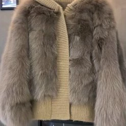 Jessica Bara Sapphire Hooded Fur Jacket