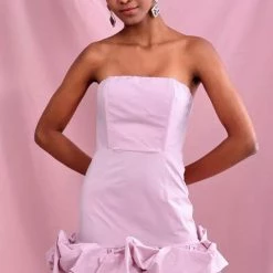 Jessica Bara Rue Strapless Bodycon Ruffle Mini Dress Birthday Suit