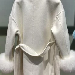 Jessica Bara Ryleigh Pearl And Fur Belted Long Coat