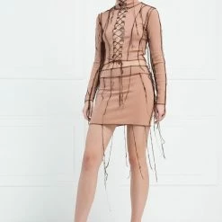 Jessica Bara Jaime Distressed Top & Mini Skirt Two Piece Set