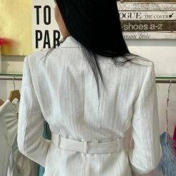 The 9-5 Shop Jessica Bara Bryson Gold Button Belted Blazer